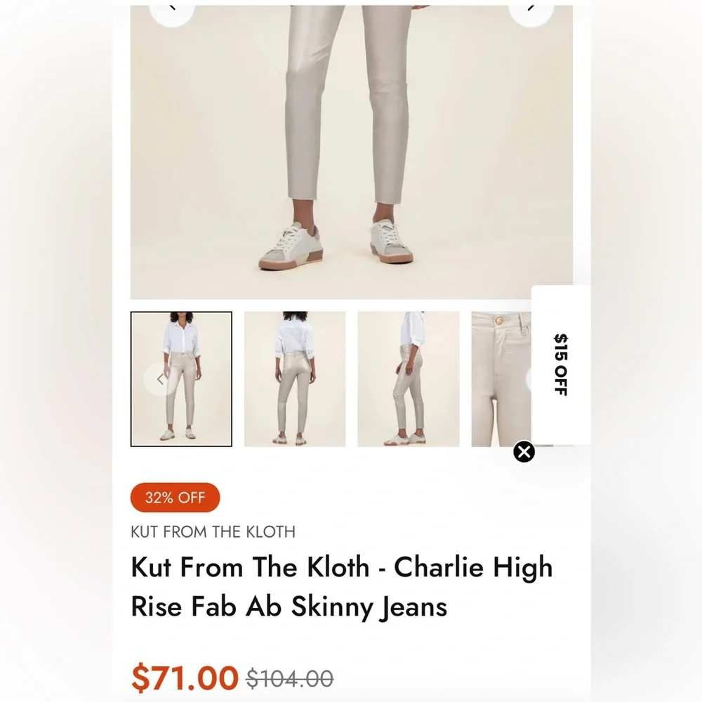 Kut from the Kloth Charlize Metallic Coated High Rise Cigarette Leg Pants - Picture 9 of 9